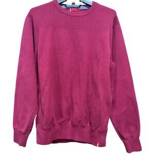 Levis Sweater Men Size L Red Pullover Long Sleeve Preppy Minimalist 100% Cotton